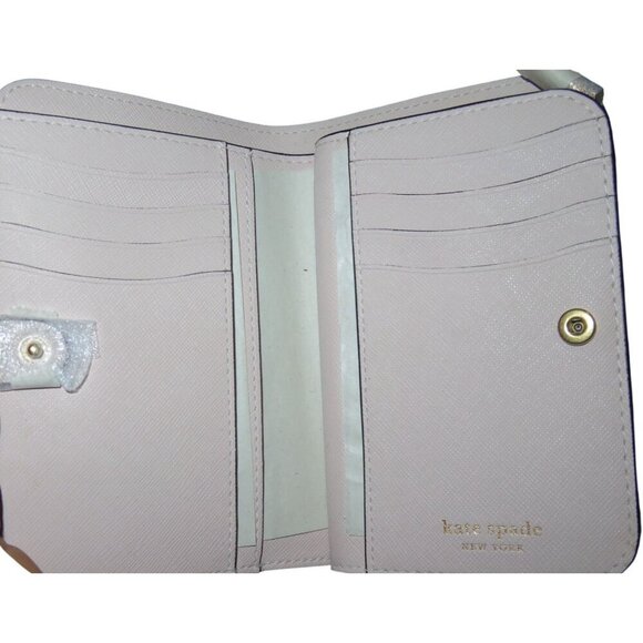 Kate Spade Bifold Cream & Pale Blush Pink Colorblock Leather Wallet NWT - Picture 6 of 12